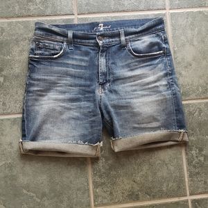 7 for All Mankind cutoff jean shorts (7's) SEVENS. Raw hem.